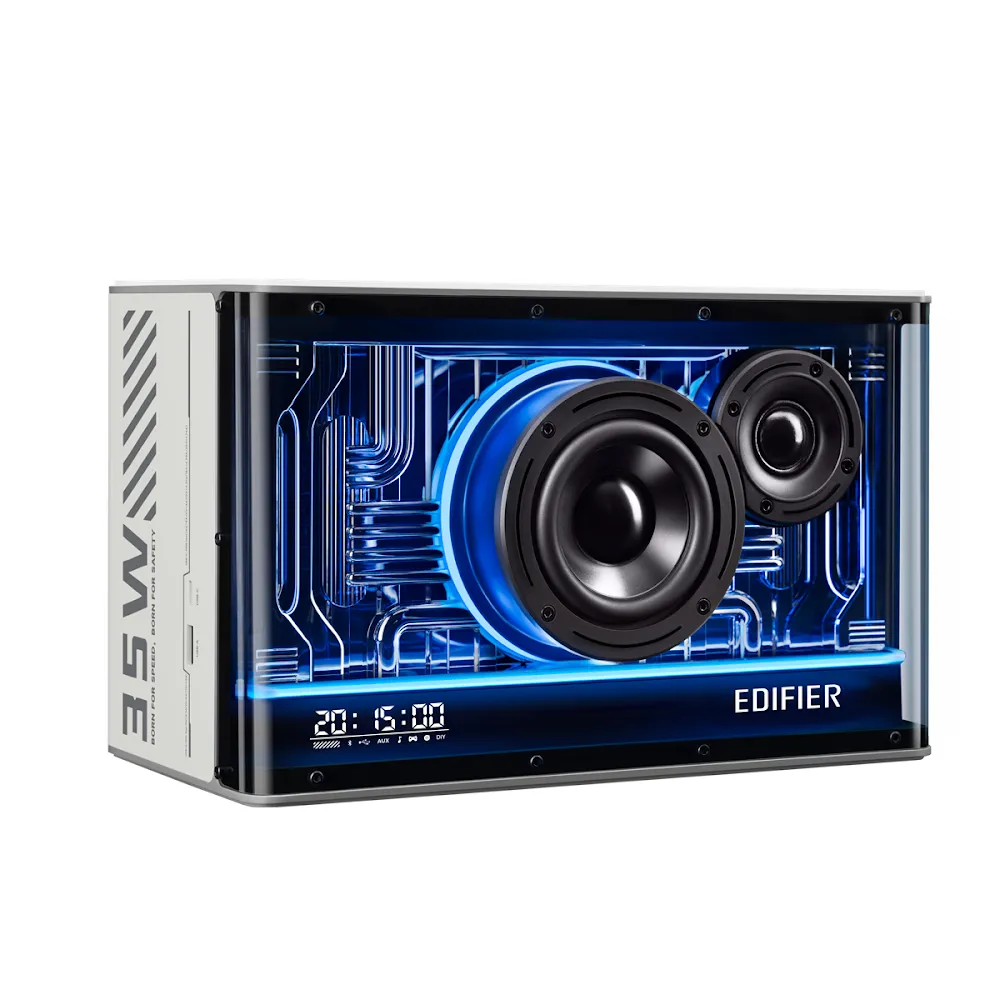 Edifier Qd35 White Tabletop Bluetooth Rgb Speaker With 35W Gan Charging