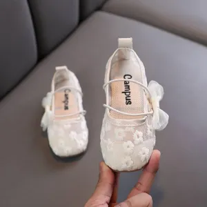 Elegant Floral Embroidery Girl's Shoes Sweet Bowknot Children's Shoes Comfortable and Breathable Summer Essential