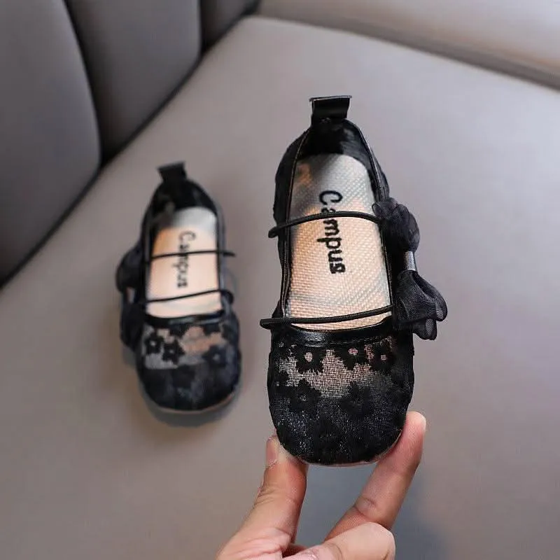 Elegant Floral Embroidery Girl's Shoes Sweet Bowknot Children's Shoes Comfortable and Breathable Summer Essential