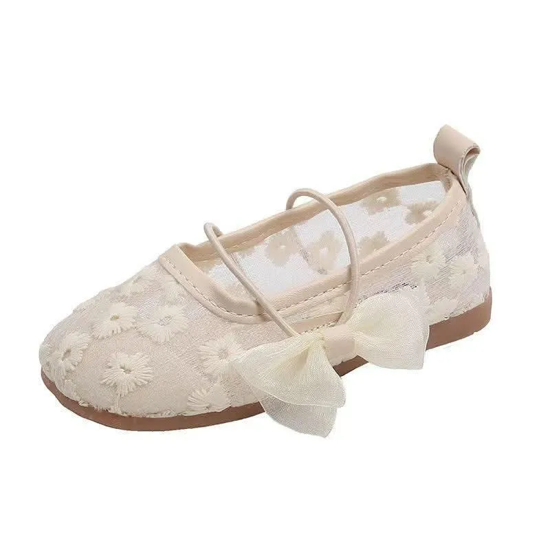 Elegant Floral Embroidery Girl's Shoes Sweet Bowknot Children's Shoes Comfortable and Breathable Summer Essential