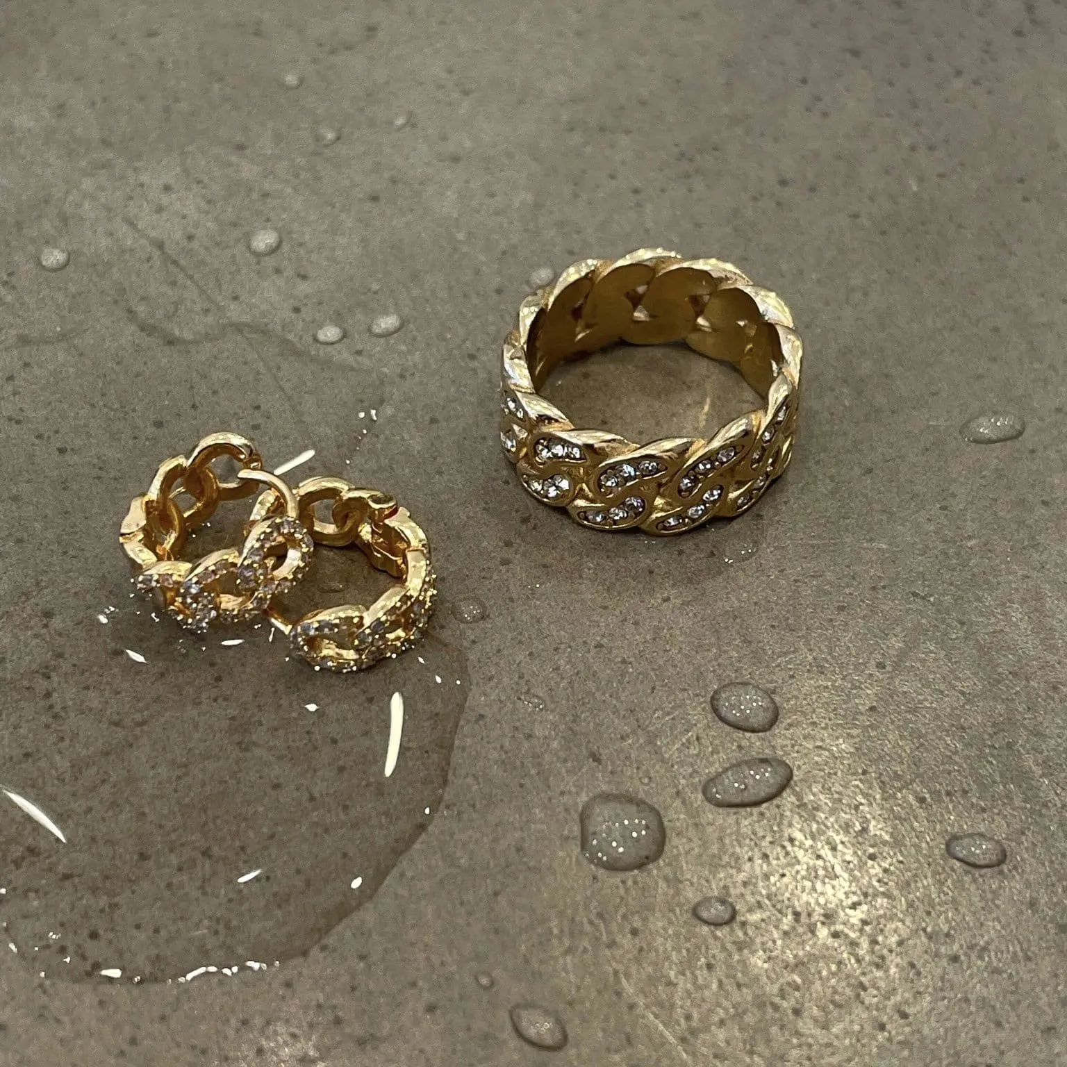 Ellie Vail Water Resistant Jewelry - Anika Chain Huggie Hoop Earrings