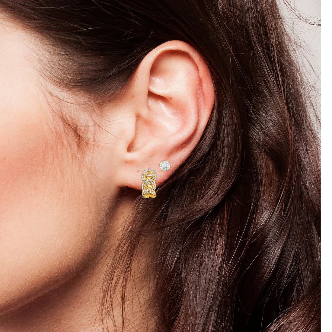 Ellie Vail Water Resistant Jewelry - Anika Chain Huggie Hoop Earrings