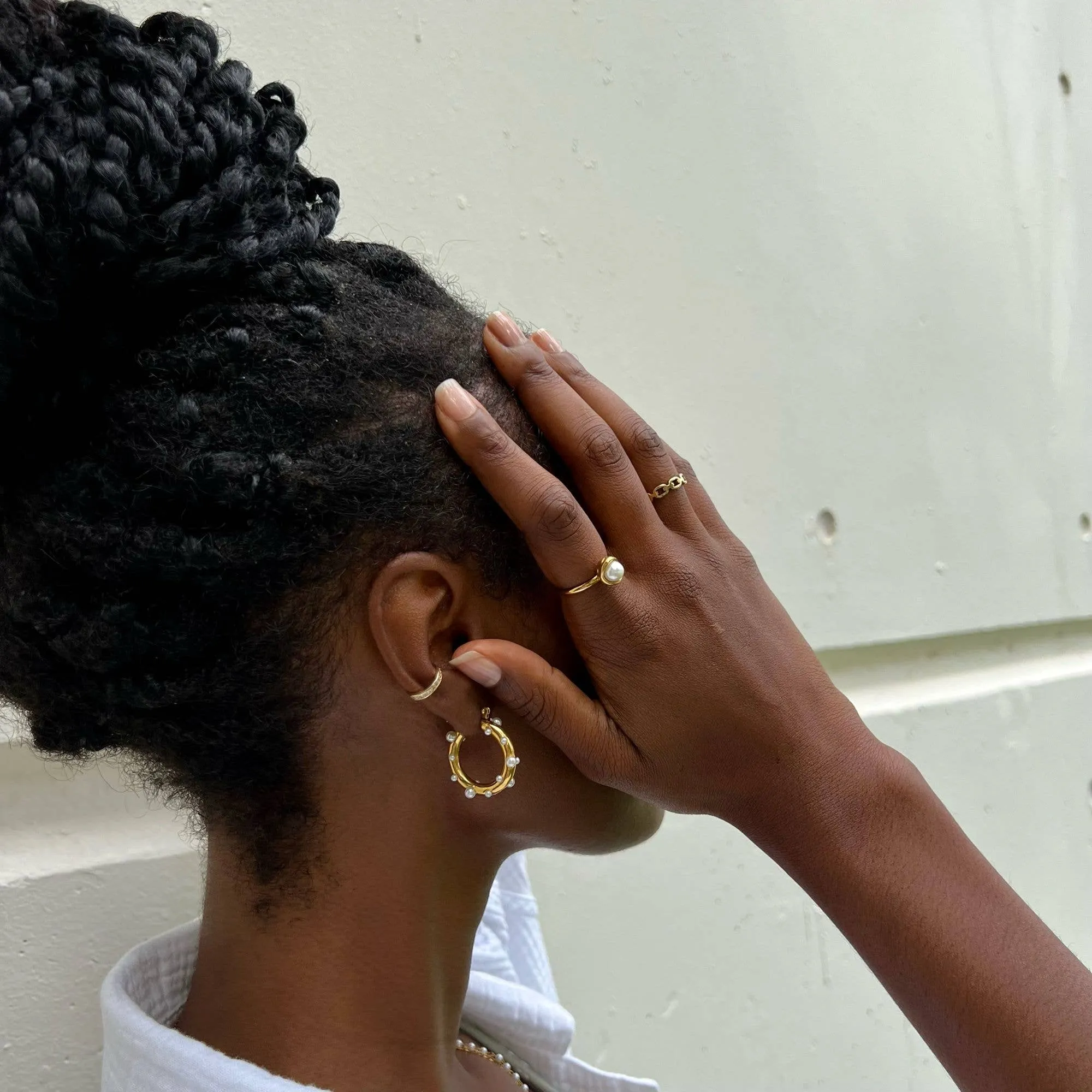 Ellie Vail Water Resistant Jewelry - Nicoletta Pearl Hoop Earring