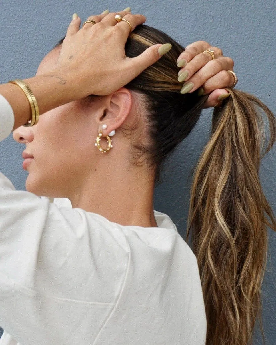 Ellie Vail Water Resistant Jewelry - Nicoletta Pearl Hoop Earring