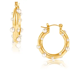 Ellie Vail Water Resistant Jewelry - Nicoletta Pearl Hoop Earring