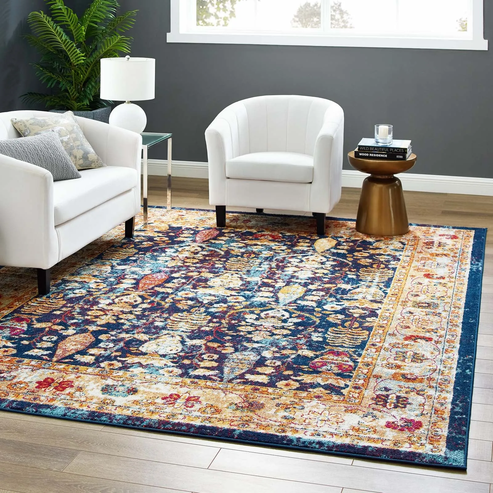 ENTOURAGE JESSA DISTRESSED VINTAGE FLORAL LATTICE