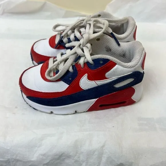 EUC Baby Kids NIKE AIR MAX 90 Shoes Red White Blue DA9056-100 Toddler Size 9C