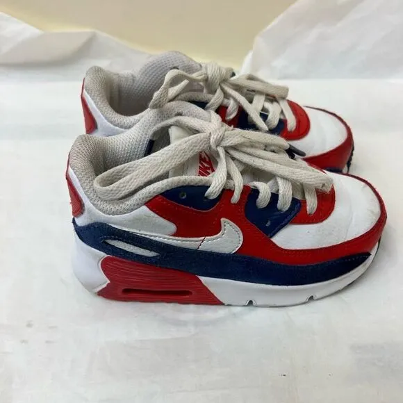 EUC Baby Kids NIKE AIR MAX 90 Shoes Red White Blue DA9056-100 Toddler Size 9C