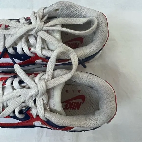 EUC Baby Kids NIKE AIR MAX 90 Shoes Red White Blue DA9056-100 Toddler Size 9C