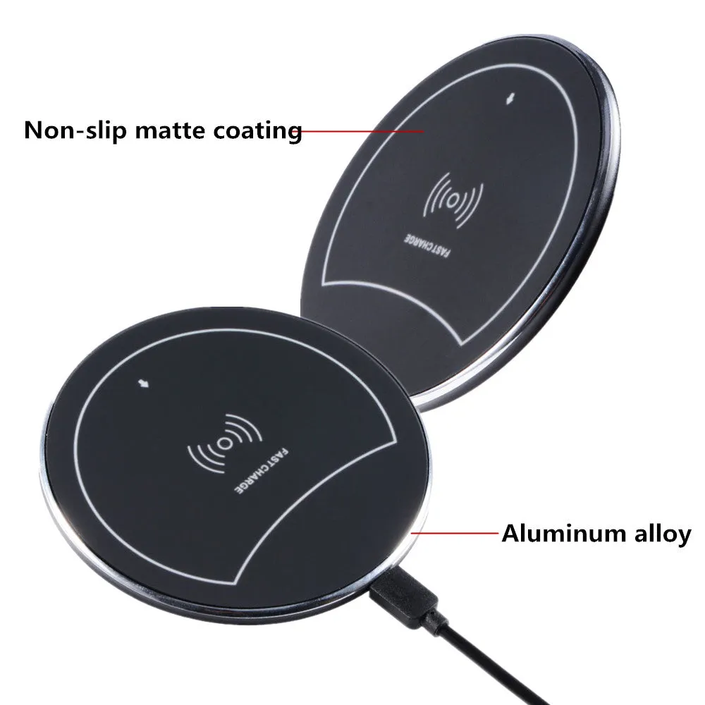 F10 Ultrathin Qi Fast Wireless Charger Pad for iPhone 8 Apple X Samsung Galaxy S7 S7 S8 Plus Phone Base black