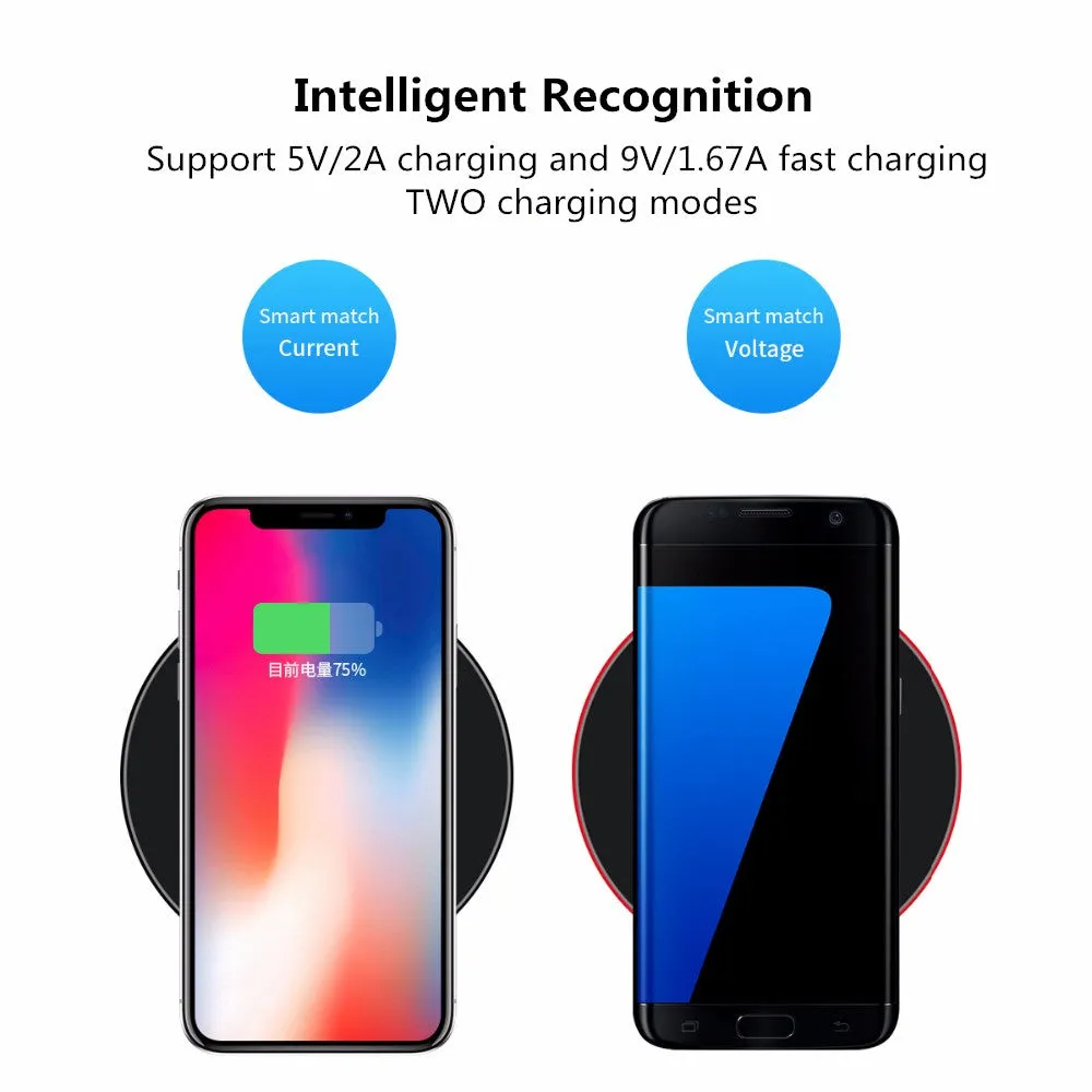 F10 Ultrathin Qi Fast Wireless Charger Pad for iPhone 8 Apple X Samsung Galaxy S7 S7 S8 Plus Phone Base black