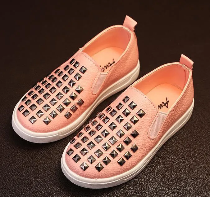 Fashion Kids Shoes PU Leather Children Shoes For Boys & Girls With Rivets Handsome Sneakers All Sizes