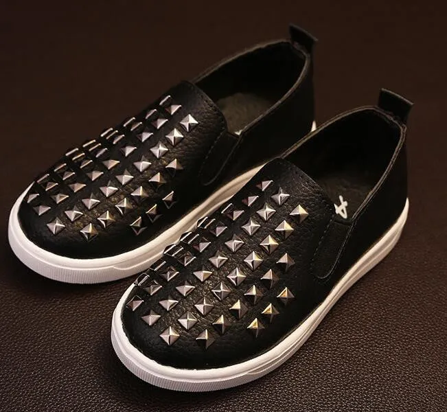 Fashion Kids Shoes PU Leather Children Shoes For Boys & Girls With Rivets Handsome Sneakers All Sizes