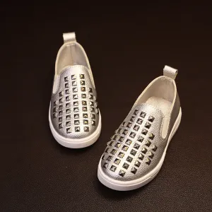 Fashion Kids Shoes PU Leather Children Shoes For Boys & Girls With Rivets Handsome Sneakers All Sizes