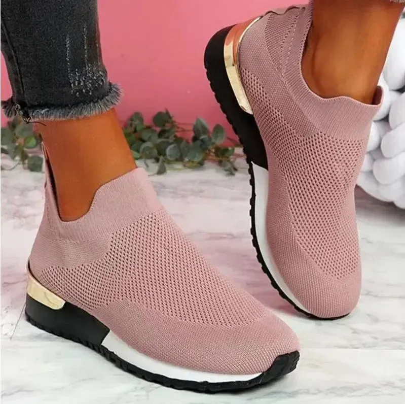 Fashion Platform Women's Sport Shoes  Casual Breathable Outdoor Running Shoes Slip-on Vulcanize Sneakers