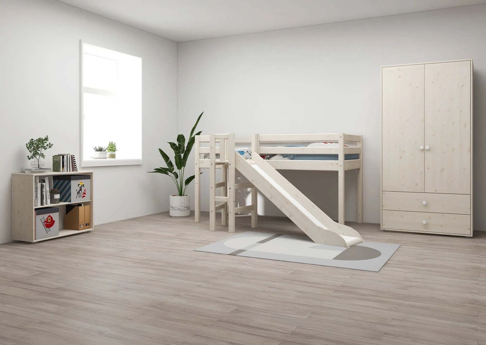 Flexa Mid High Seng med Platform og Rutsjebane 