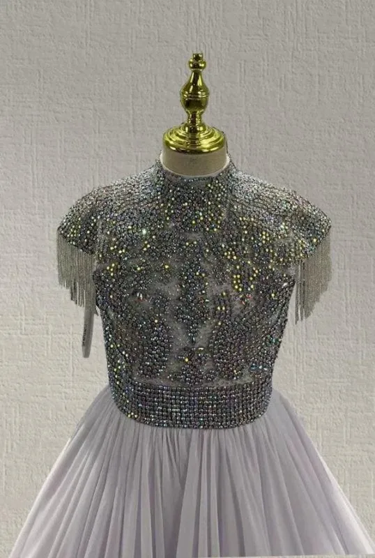 Flower Girls White Prom Couture With Sparkly Beaded Bodice