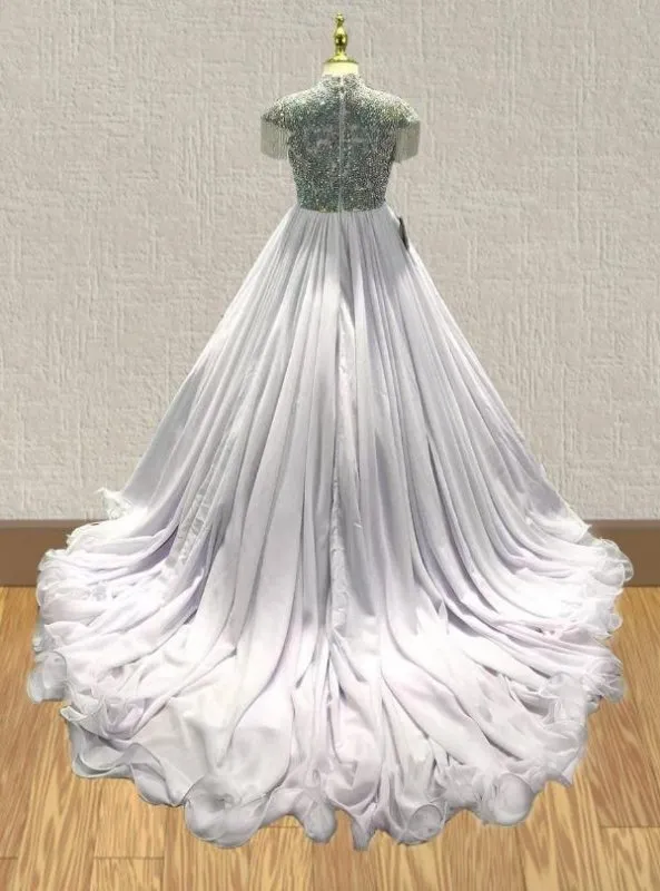 Flower Girls White Prom Couture With Sparkly Beaded Bodice