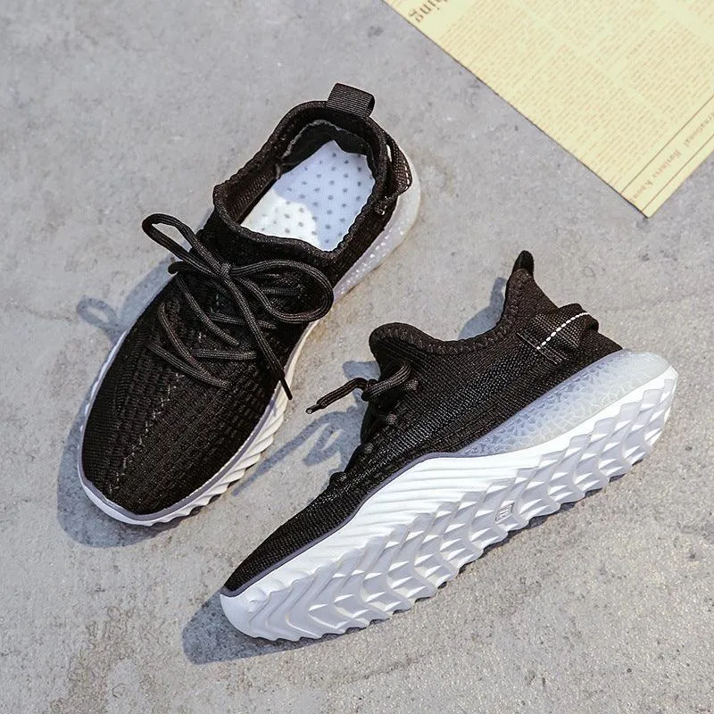 Flying Woven Thick-soled Breathable Running Shoes