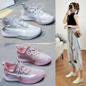 Flying Woven Thick-soled Breathable Running Shoes