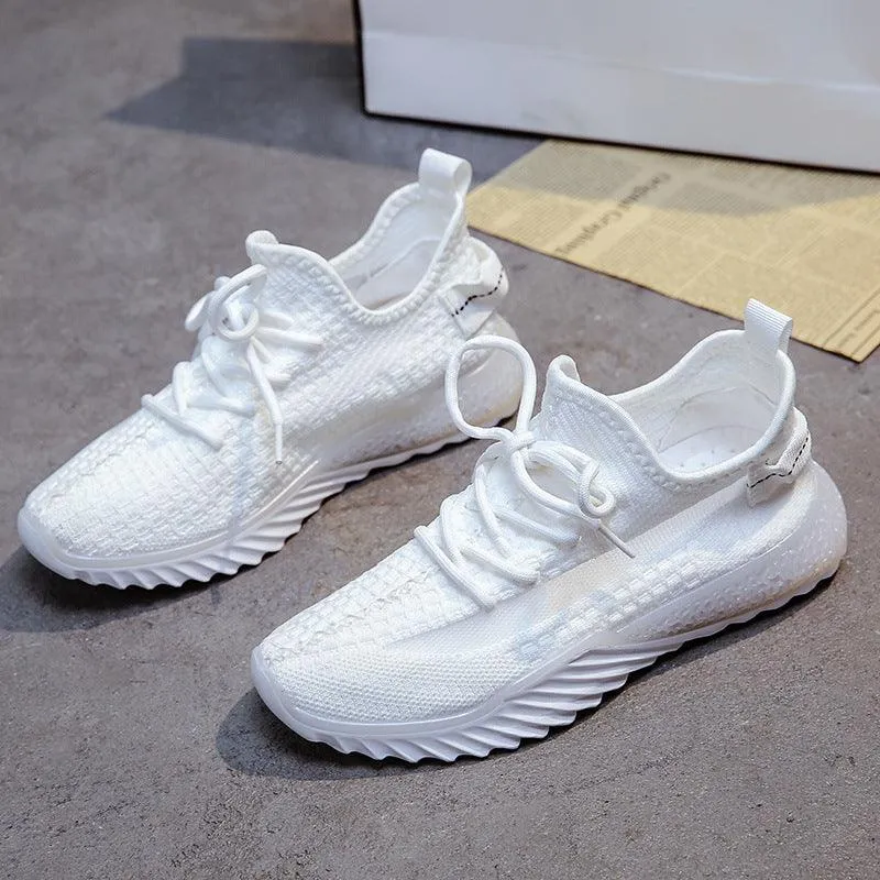 Flying Woven Thick-soled Breathable Running Shoes