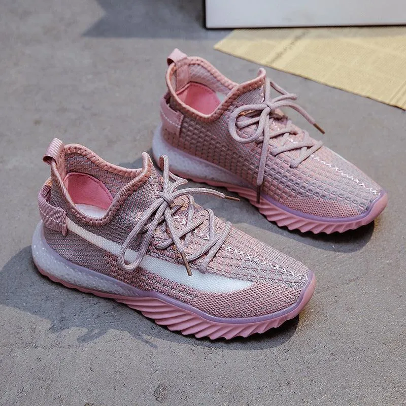 Flying Woven Thick-soled Breathable Running Shoes