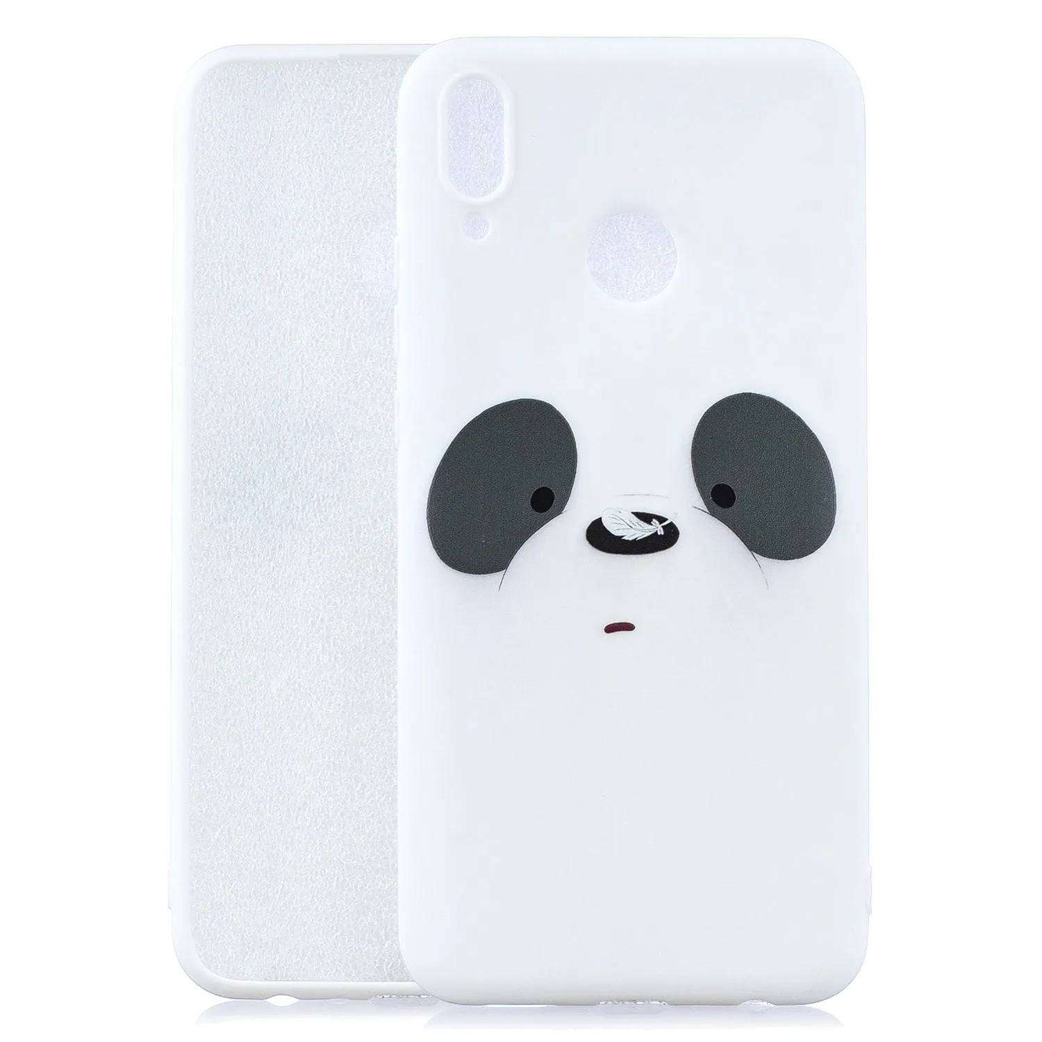 For HUAWEI Y9 2019 Cartoon Lovely Coloured Painted Soft TPU Back Cover Non-slip Shockproof Full Protective Case with Lanyard black