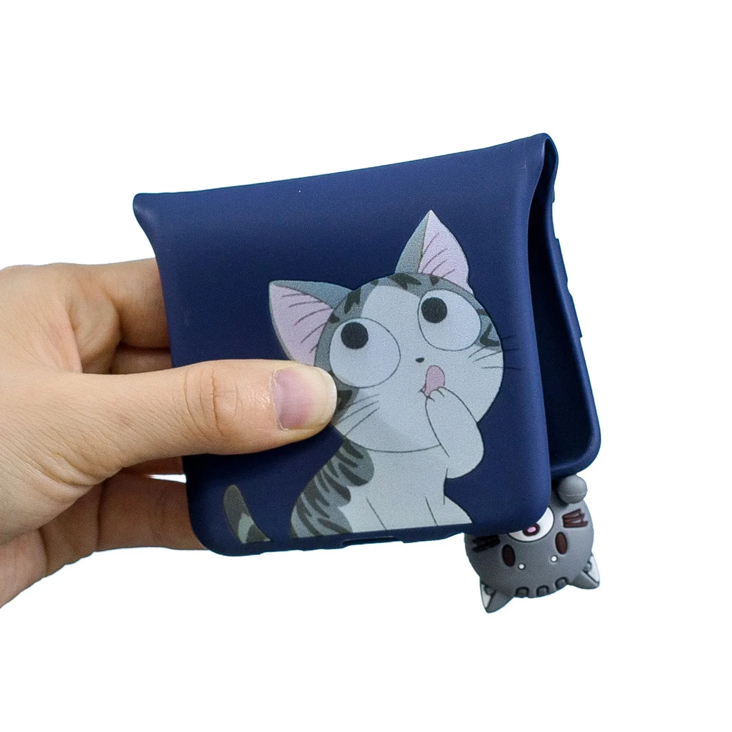 For iPhone 5/5S/SE 3D Cartoon Lovely Coloured Painted Soft TPU Back Cover Non-slip Shockproof Full Protective Case big face cat