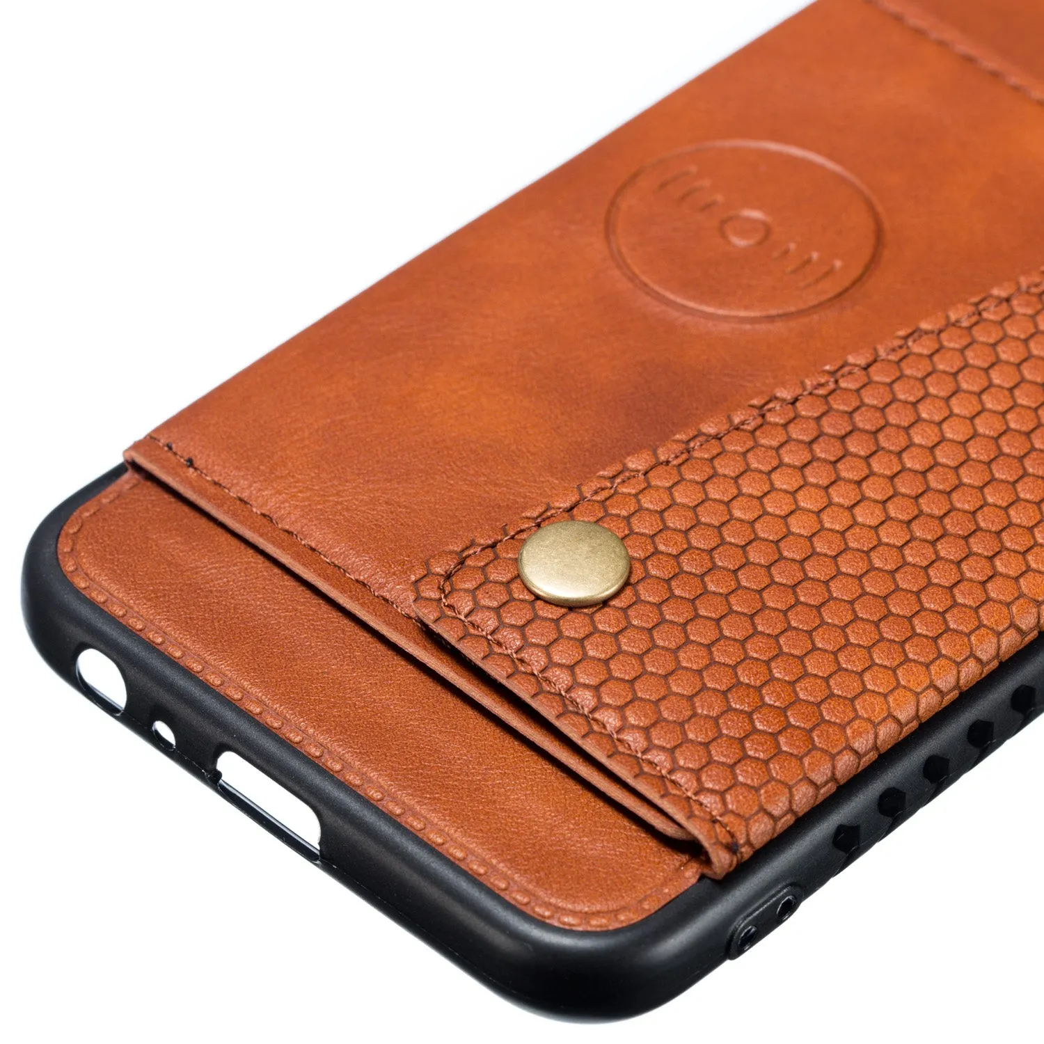For Samsung J6 PLUS Double Buckle Non-slip Shockproof Cell Phone Case with Card Slot Bracket gray