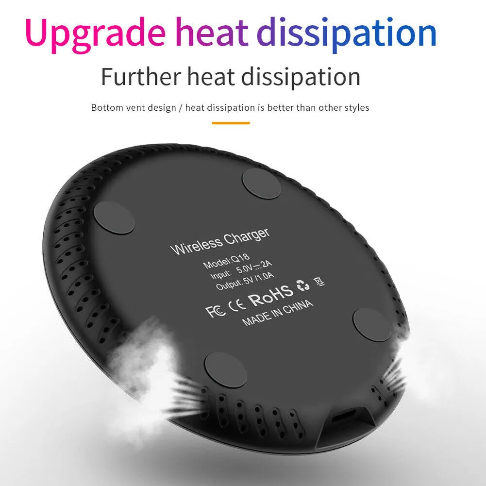 For Samsung S10 /e S8/S9 Plus Fast Wireless Charger 10W Quick Charging Pad Mat black