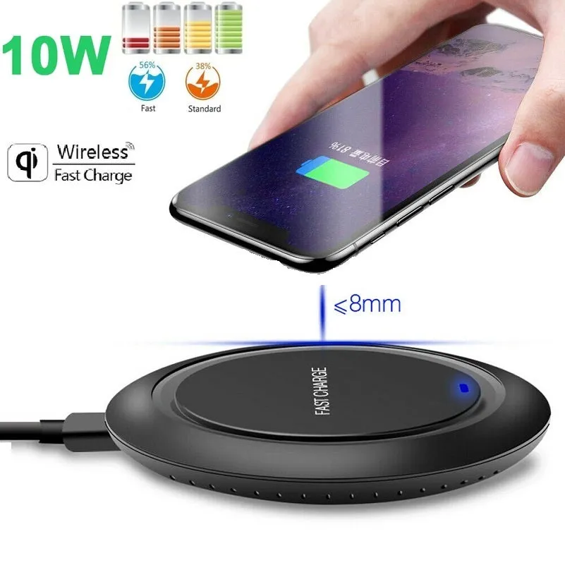 For Samsung S10 /e S8/S9 Plus Fast Wireless Charger 10W Quick Charging Pad Mat black