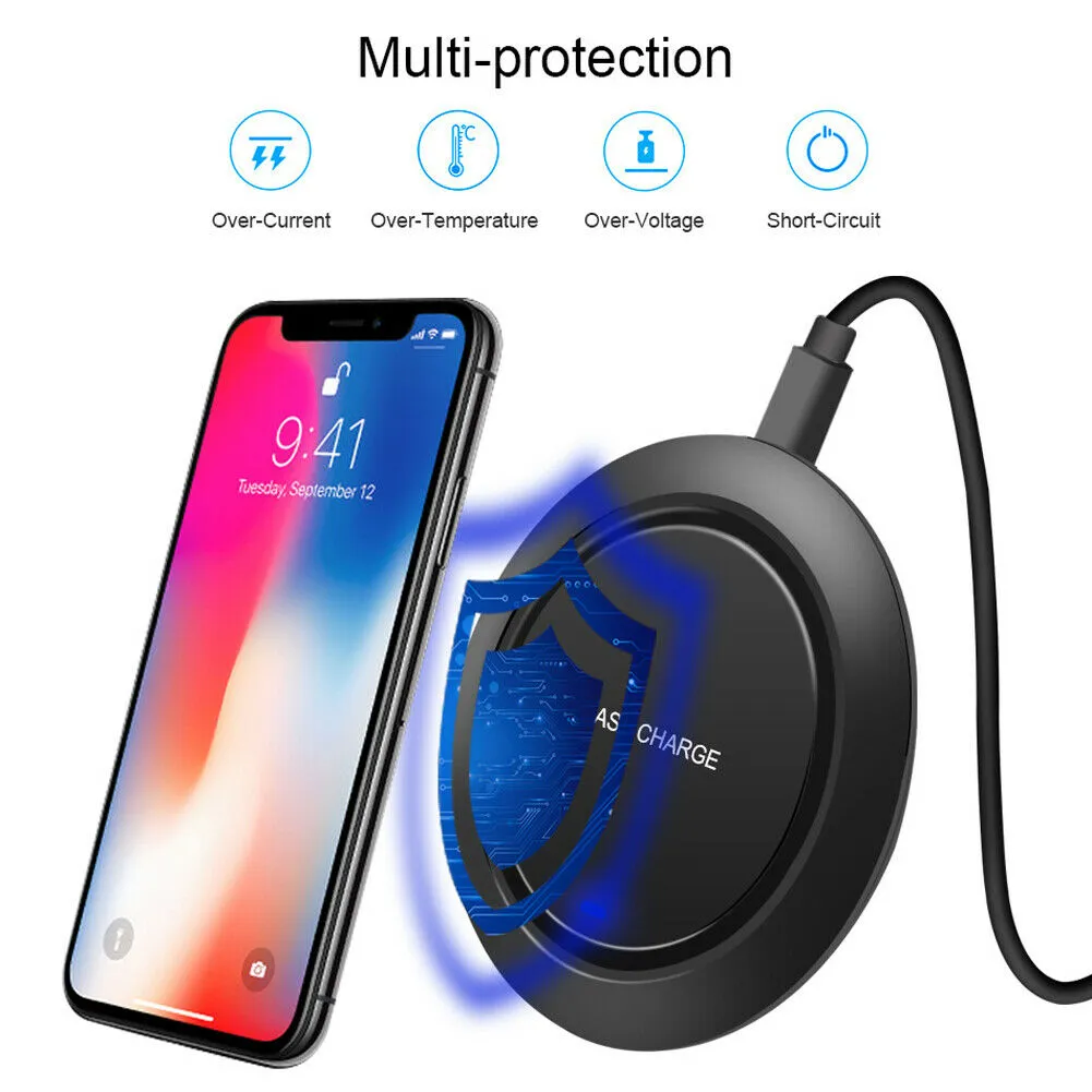 For Samsung S10 /e S8/S9 Plus Fast Wireless Charger 10W Quick Charging Pad Mat black