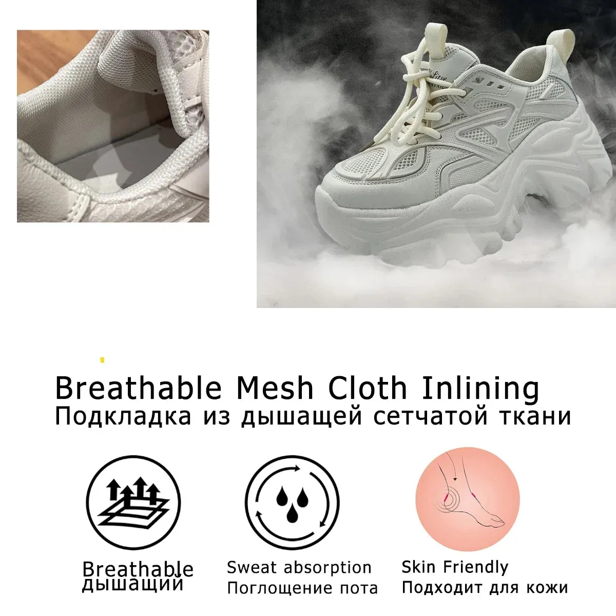 Fujin 7cm Chunky Sneakers Platform Shoes Wedge for Women Casual Shoes Breathable Summer Shoes Women Fashion Sneakers Spring