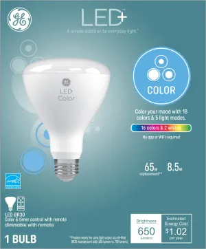 GE LED  Color Changing Indoor Floodlight Bulb, 10 Color Settings with Remote Inc