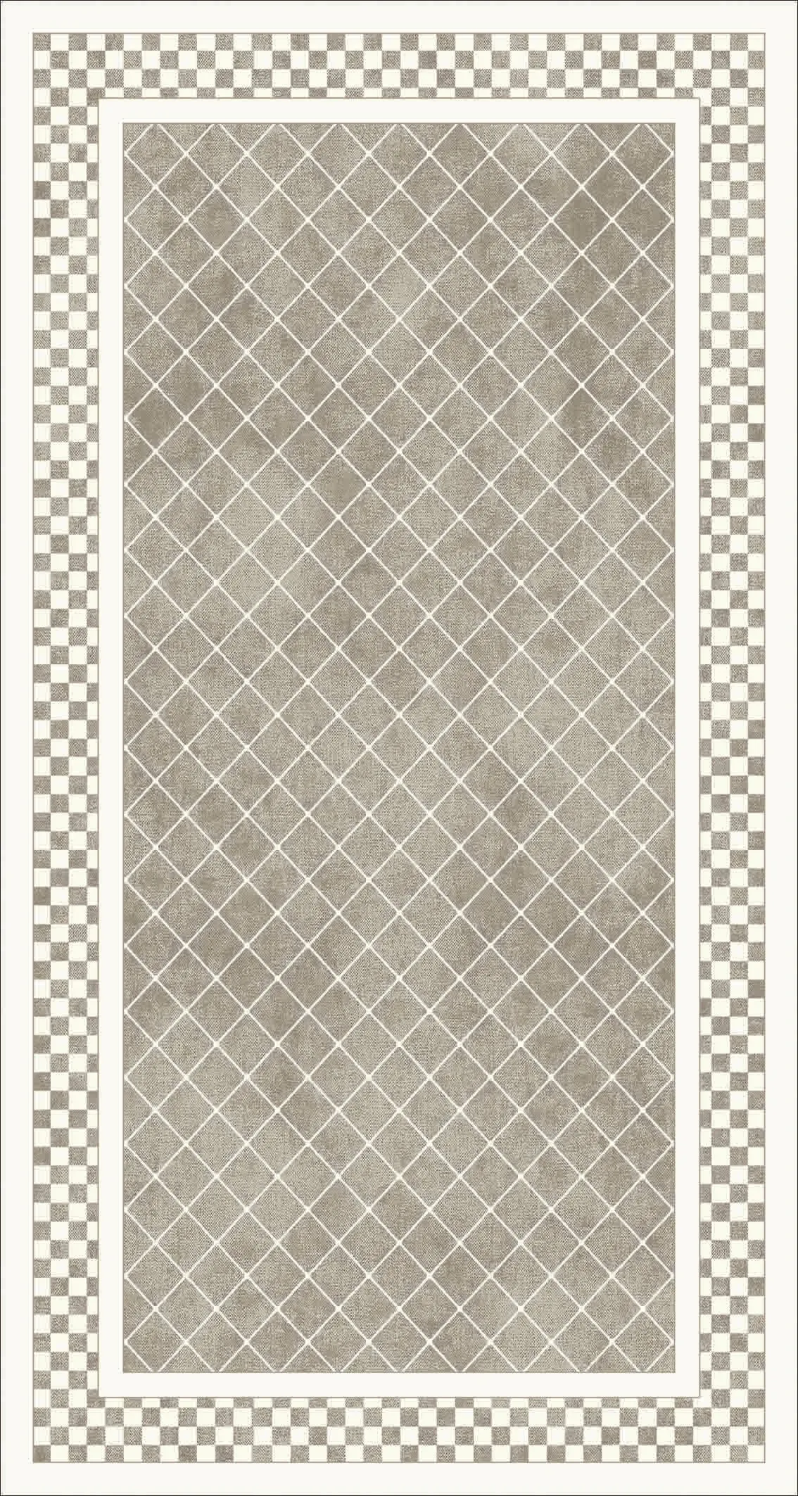 Gray Diamond Selection Lateks Water Resistant Washable Area Runner Rug