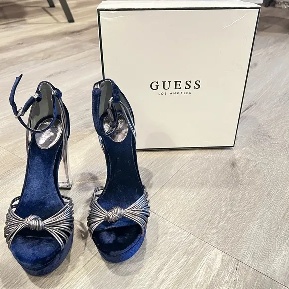 Guess Shoes Blue Platform Heels 4..0 inches in height ✨brand new✨ New with Box