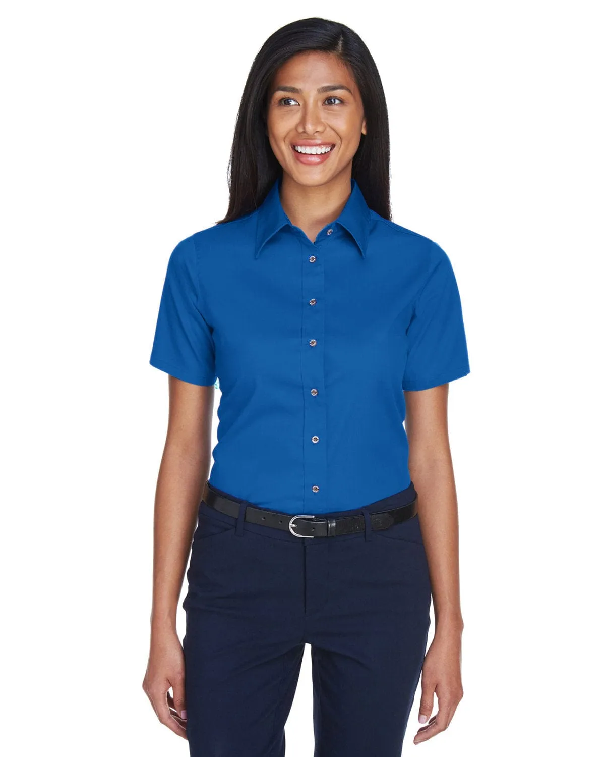 Harriton Ladies Short Sleeve Stain-Release Twill Shirt