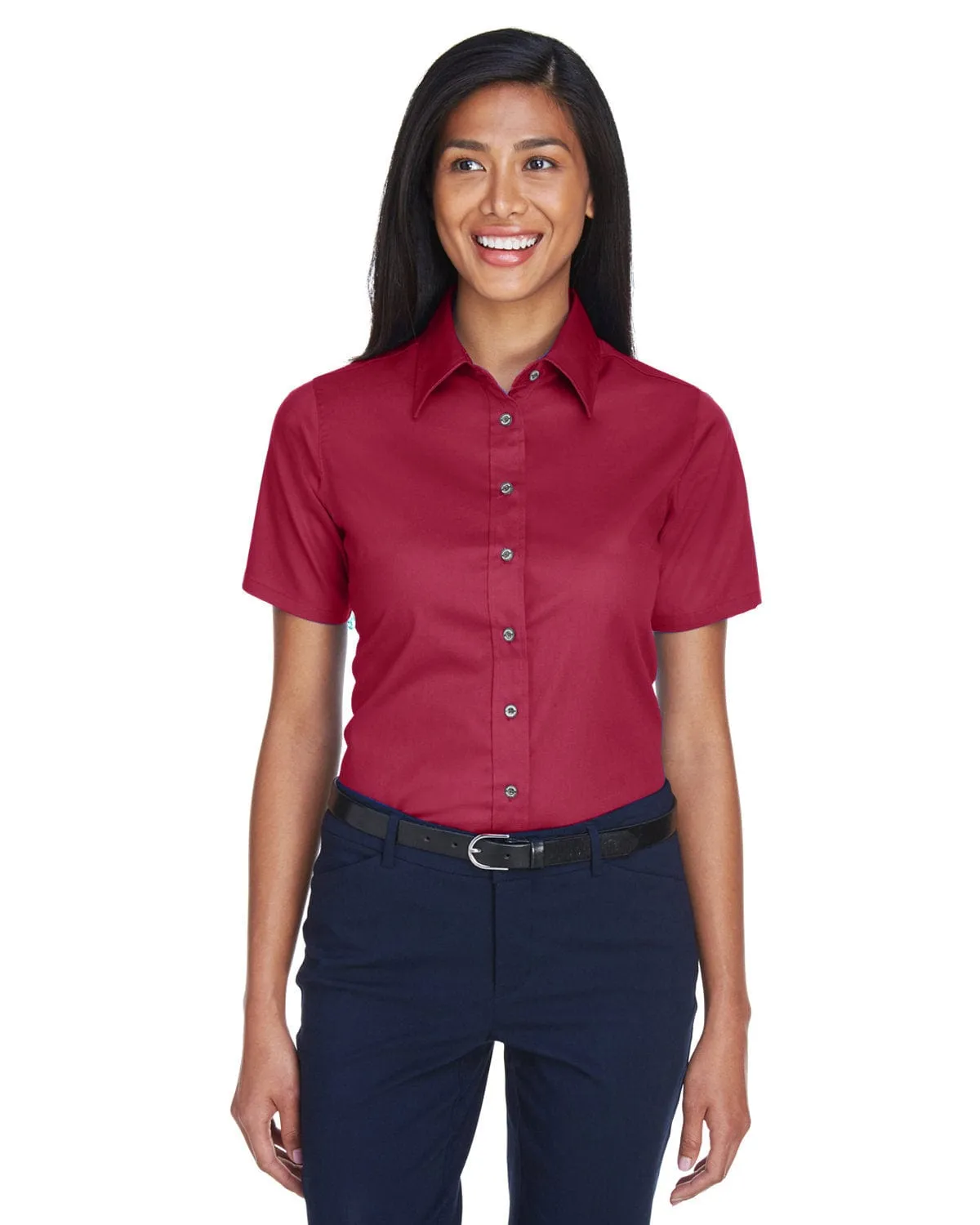 Harriton Ladies Short Sleeve Stain-Release Twill Shirt