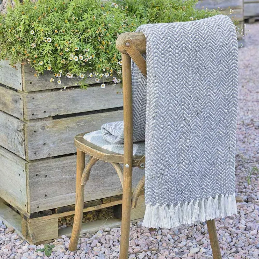 Herringbone Blanket -Slate Grey by Weaver Green