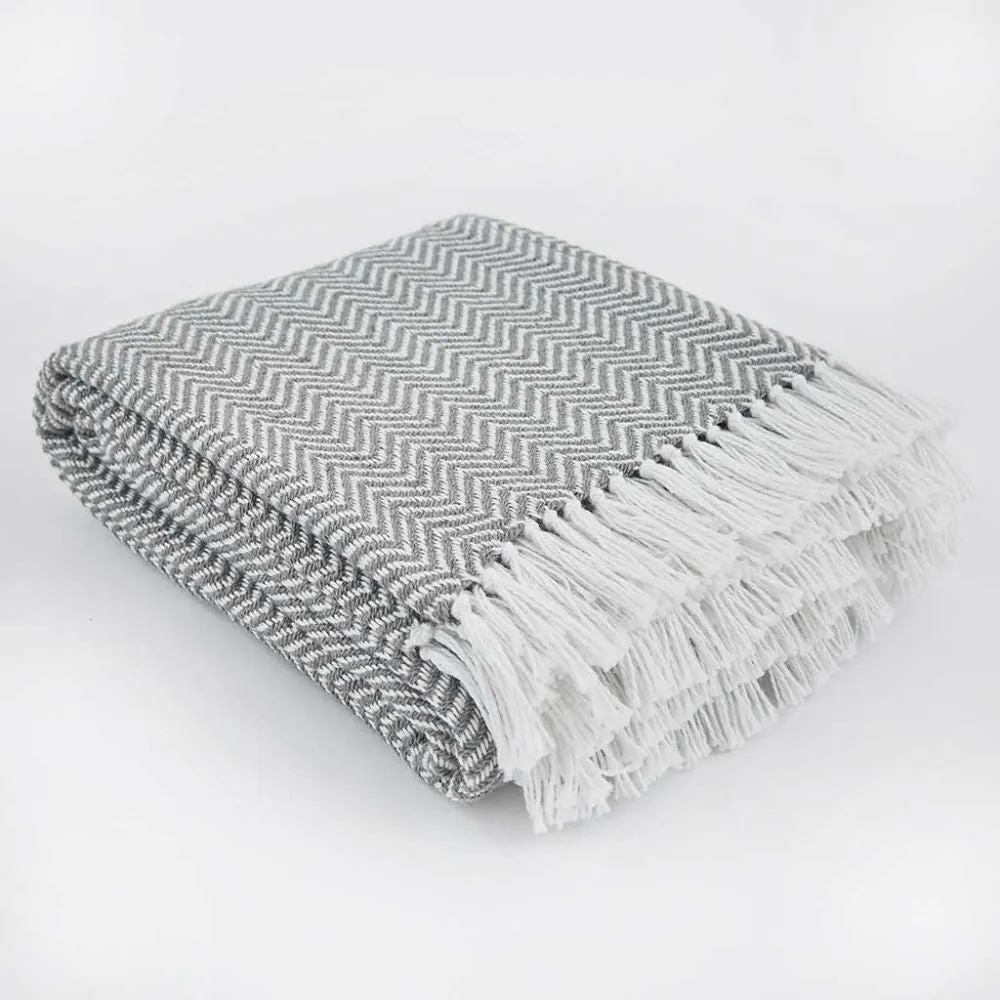 Herringbone Blanket -Slate Grey by Weaver Green