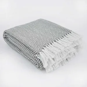 Herringbone Blanket -Slate Grey by Weaver Green