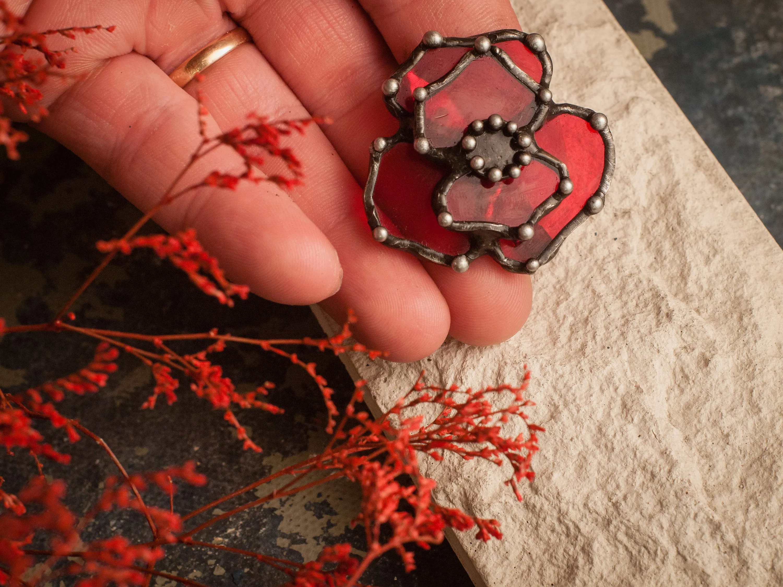 Hot Poppy Brooch