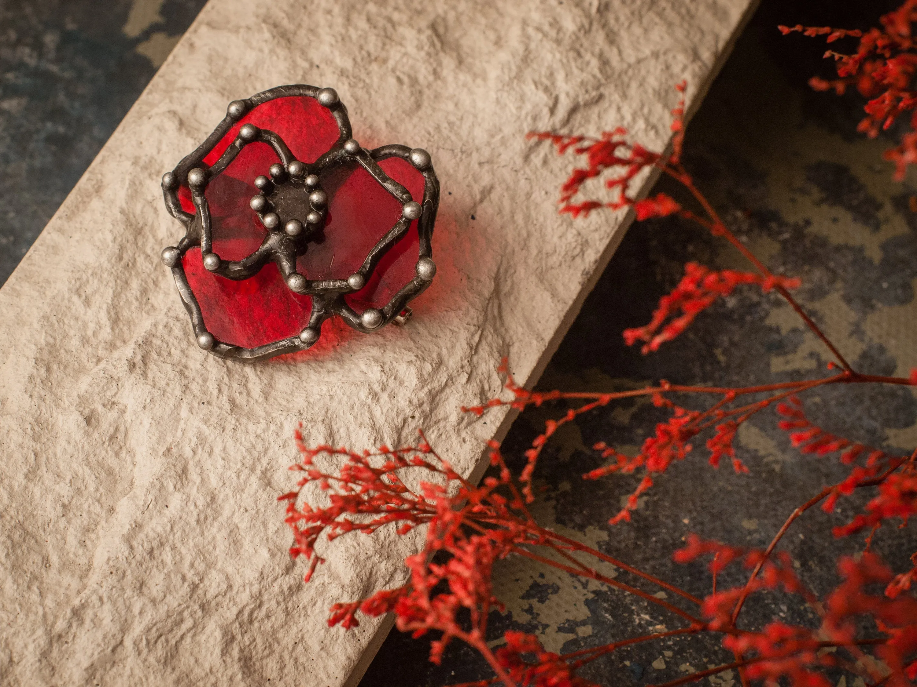 Hot Poppy Brooch