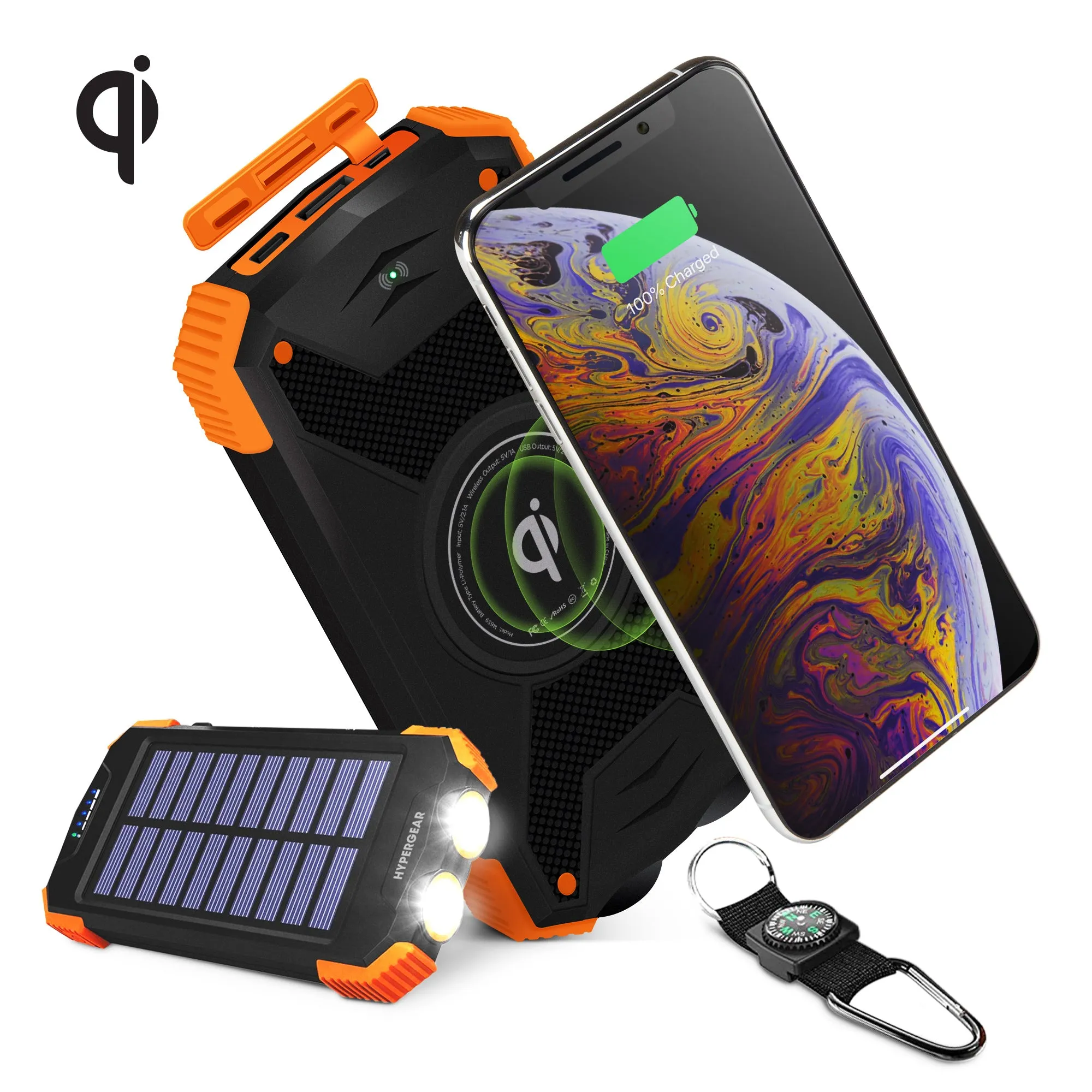HYPERGEAR Solar 10000mAh Wireless Power Bank