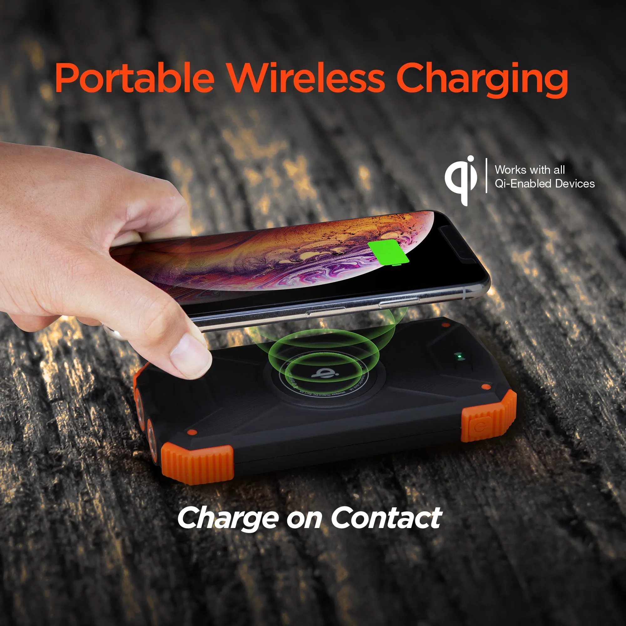 HYPERGEAR Solar 10000mAh Wireless Power Bank