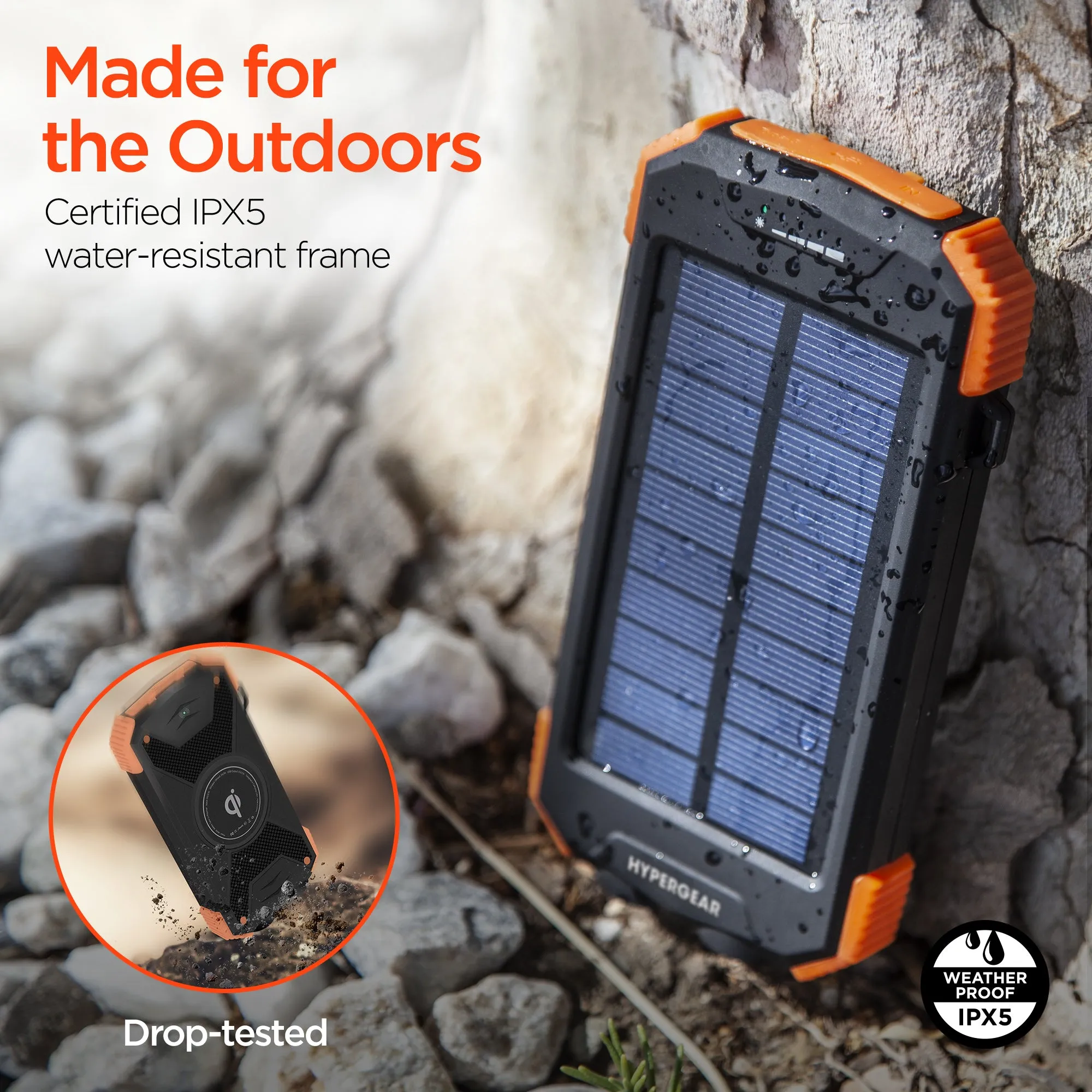 HYPERGEAR Solar 10000mAh Wireless Power Bank
