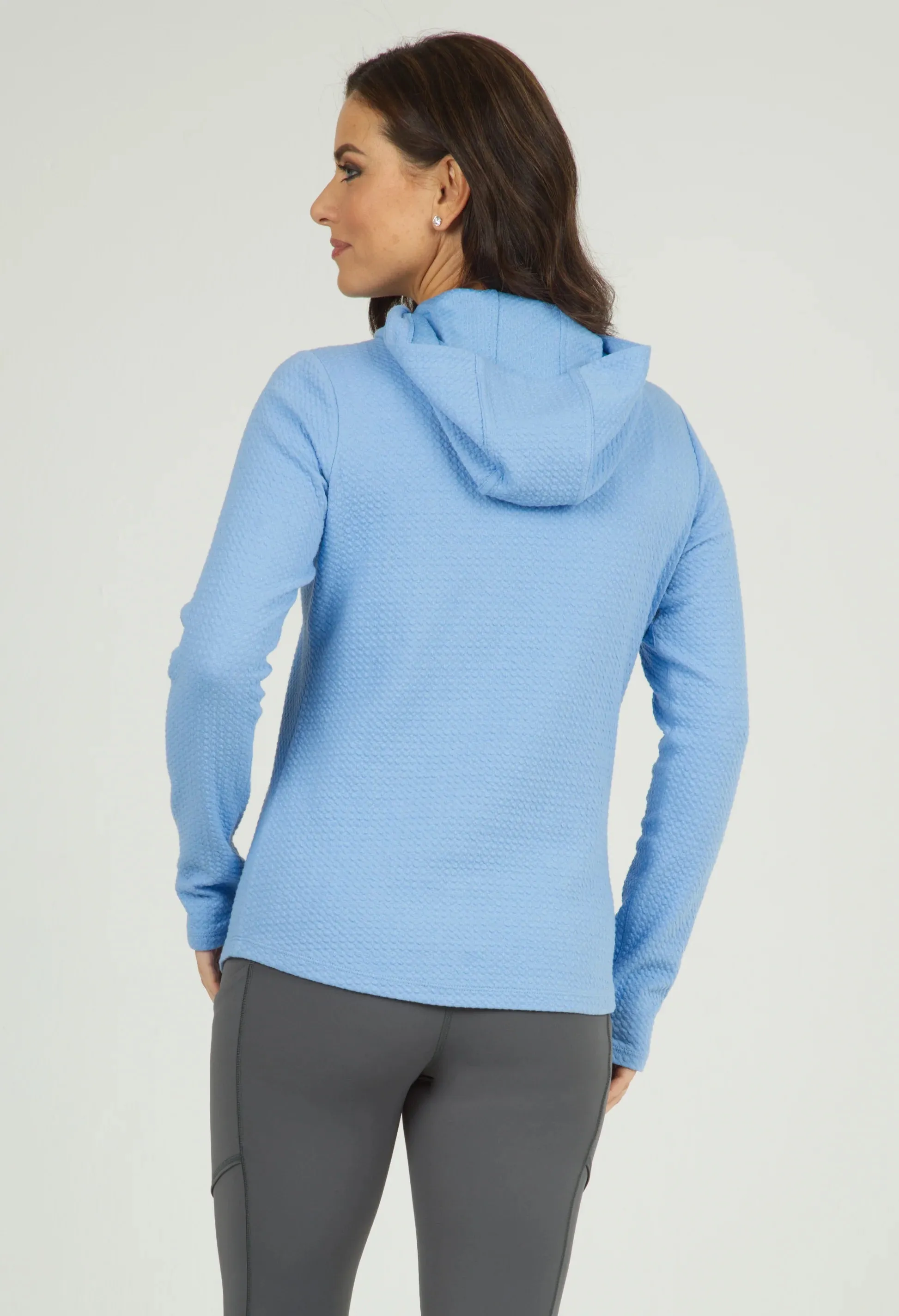 IBKUL Ladies Solid Popcorn Stitch Hoody - Peri