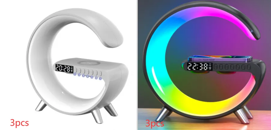Intelligent G Shaped LED Lamp Bluetooth Speaker Wireless Charger Atmosphere Lamp App