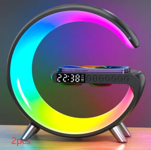 Intelligent G Shaped LED Lamp Bluetooth Speaker Wireless Charger Atmosphere Lamp App