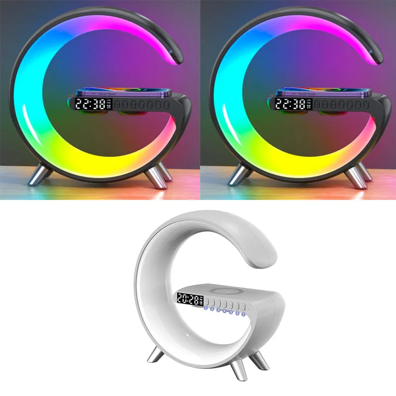 Intelligent G Shaped LED Lamp Bluetooth Speaker Wireless Charger Atmosphere Lamp App